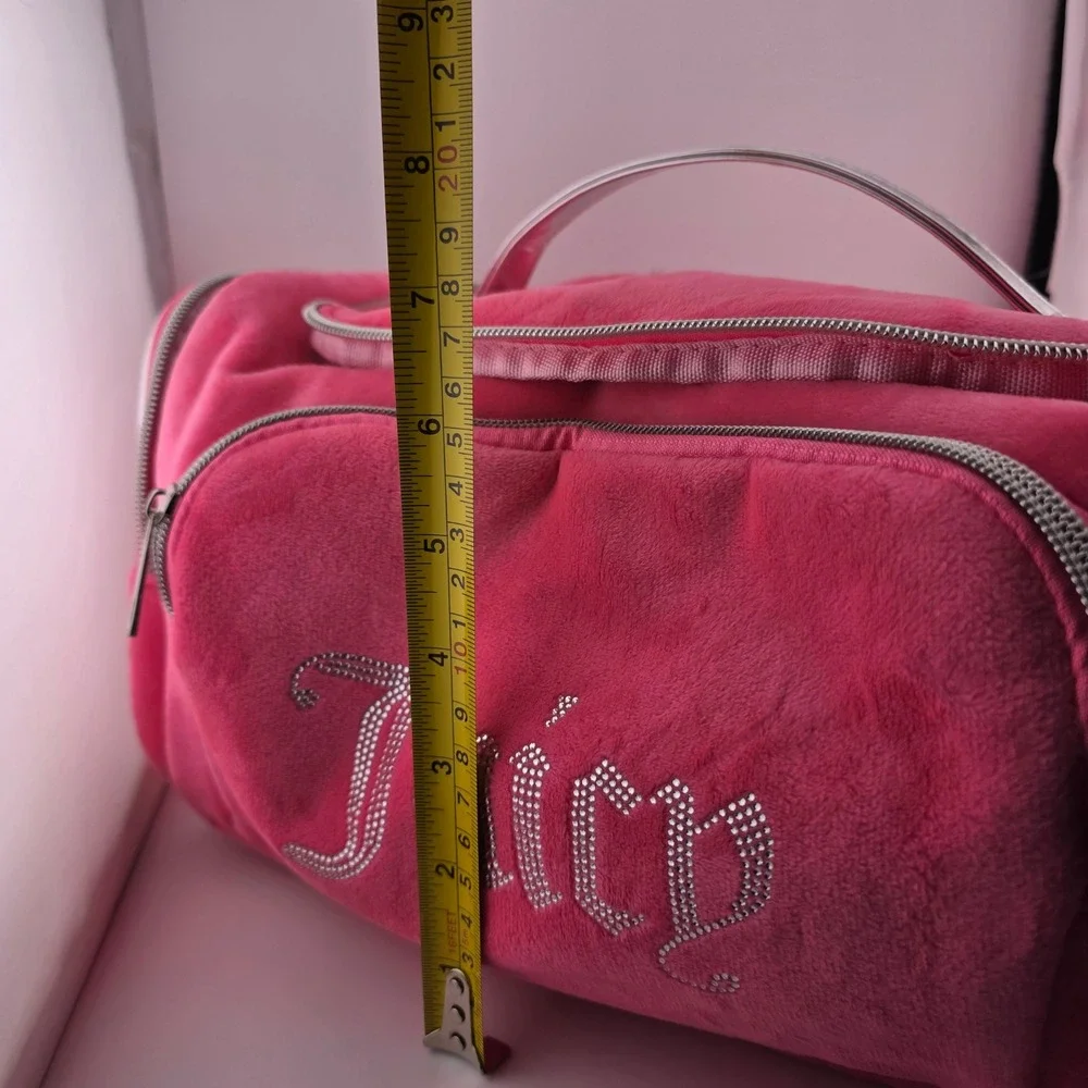 Juicy Couture Pink Velour Rhinestone Makeup Bag Toiletry Cosmetic‎ Y2K Style